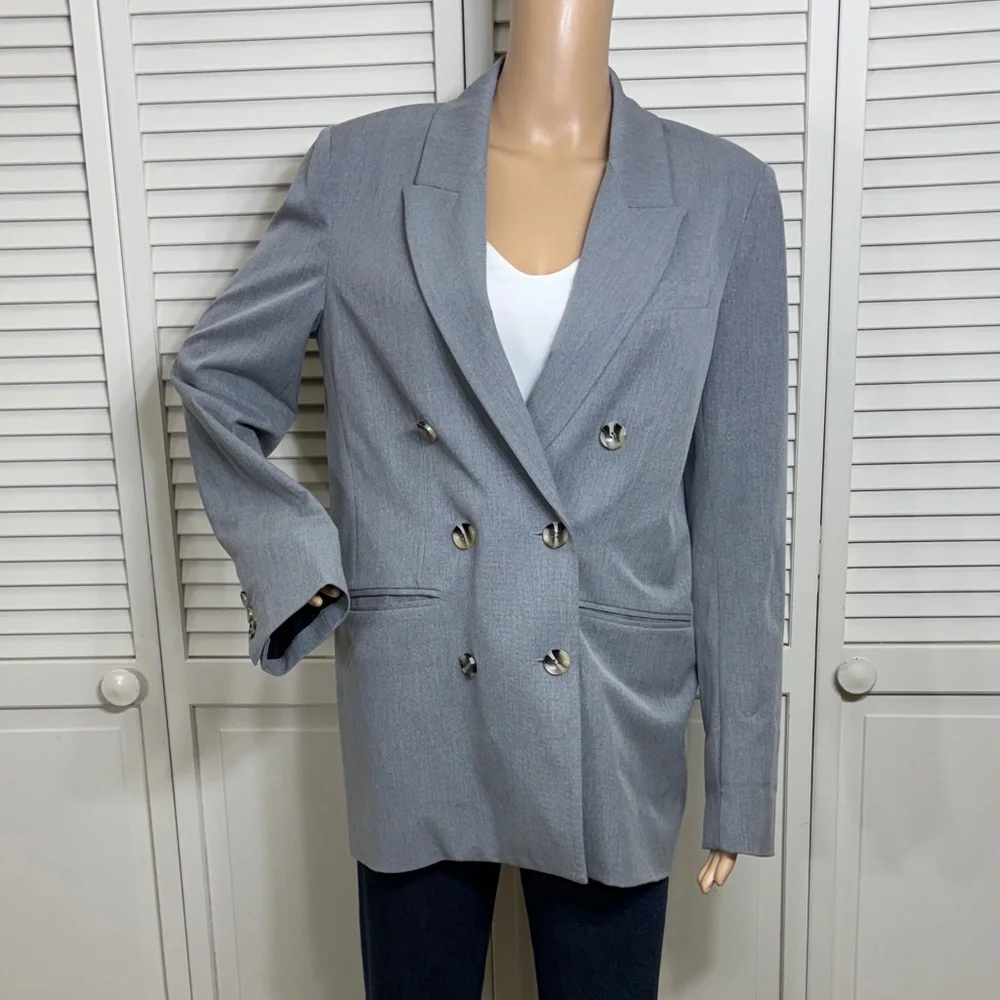 Favorite Daughter Double Breasted Relaxed Blazer Gray Small - Picture 3 of 15